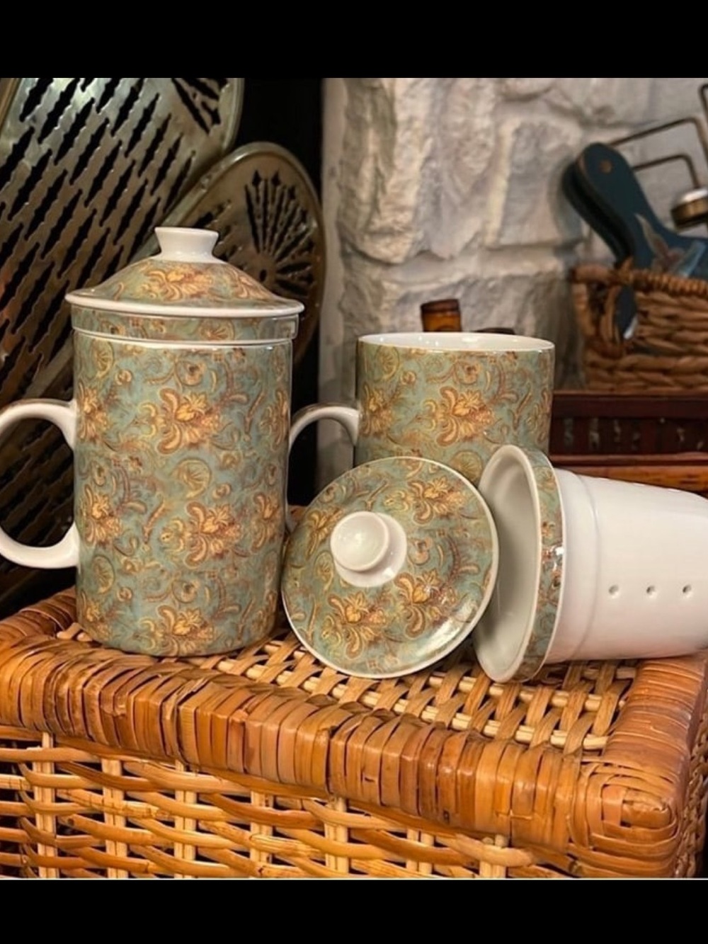 TWO NWOTS Cost Plus World Market Ceramic Tea infusing mugs